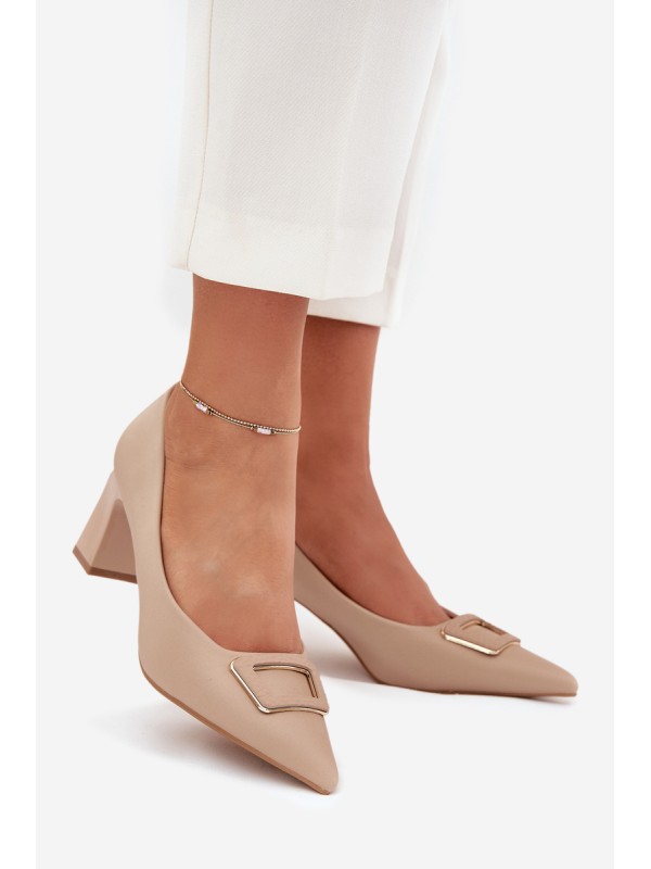 Heels With Decorative Buckle Nude Seriva