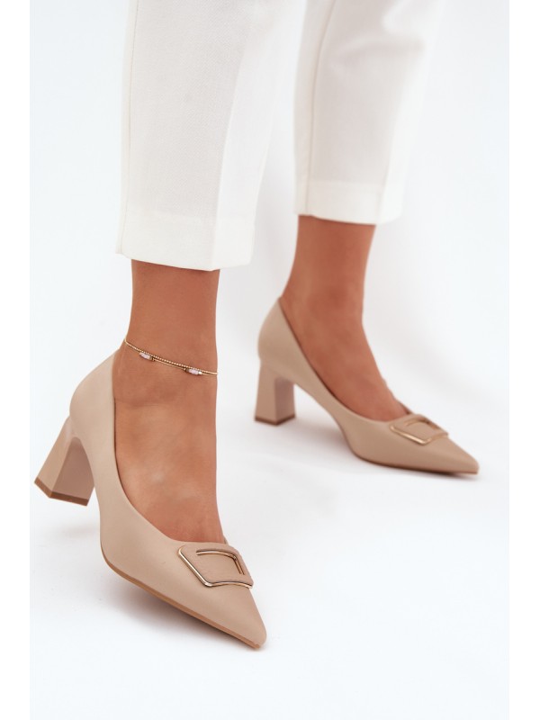 Heels With Decorative Buckle Nude Seriva