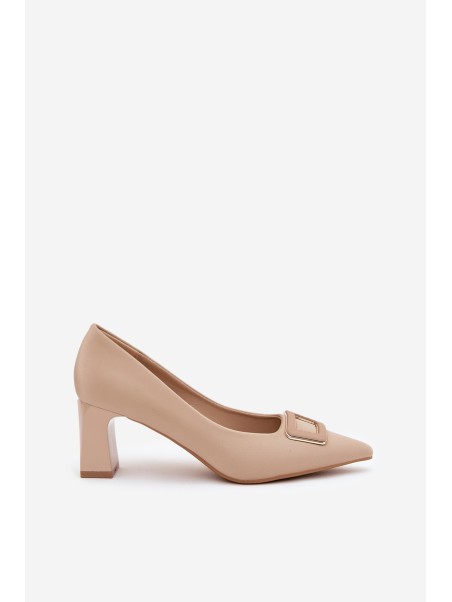 Heels With Decorative Buckle Nude Seriva