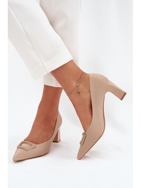 Heels With Decorative Buckle Nude Seriva
