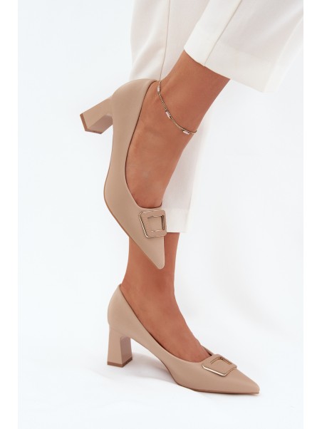 Heels With Decorative Buckle Nude Seriva