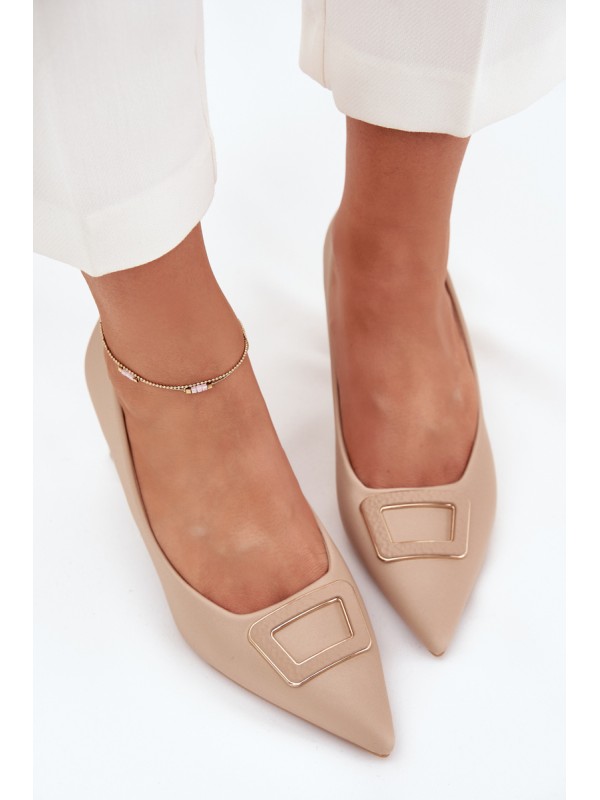 Heels With Decorative Buckle Nude Seriva