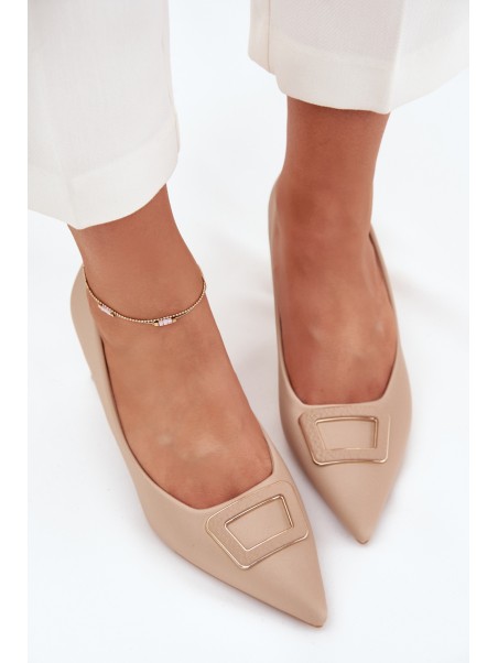 Heels With Decorative Buckle Nude Seriva