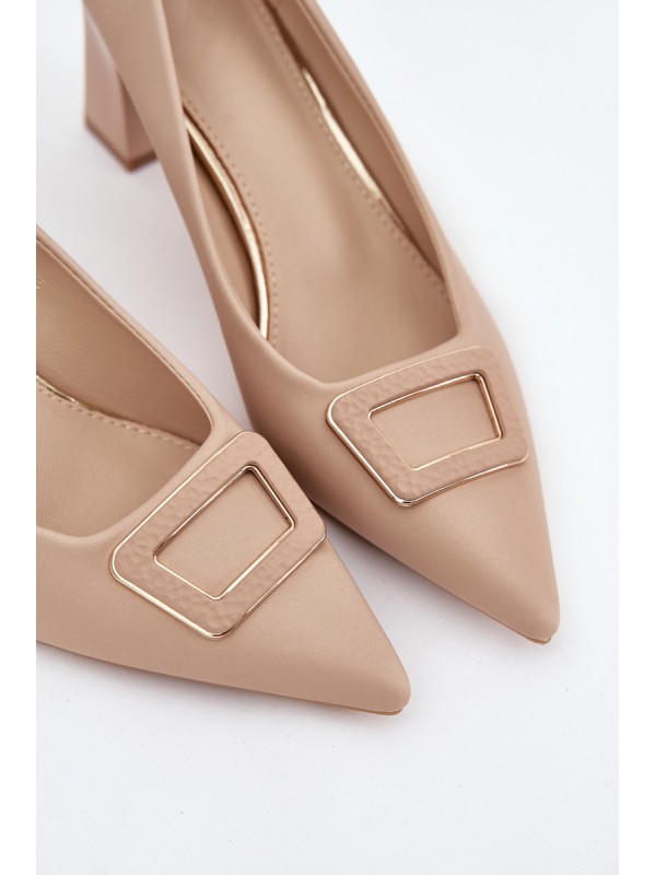 Heels With Decorative Buckle Nude Seriva