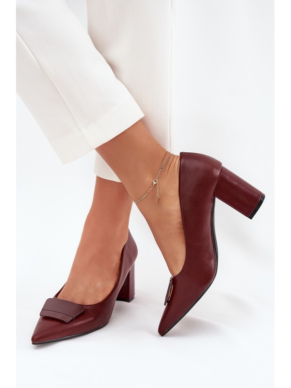 Block Heels With Decoration Burgundy Celira