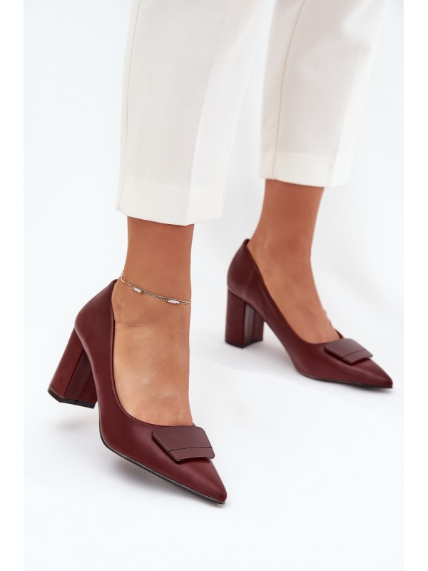 Block Heels With Decoration Burgundy Celira 2