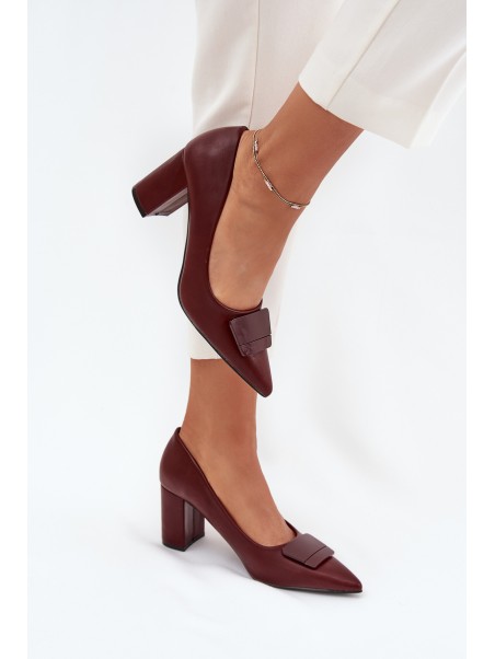 Block Heels With Decoration Burgundy Celira