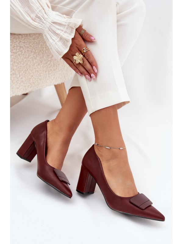 Block Heels With Decoration Burgundy Celira