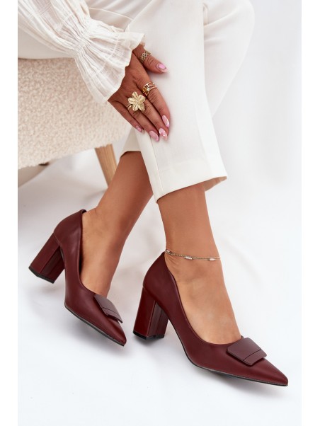 Block Heels With Decoration Burgundy Celira