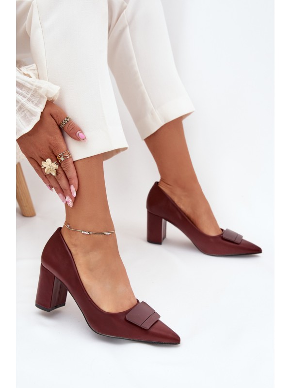 Block Heels With Decoration Burgundy Celira