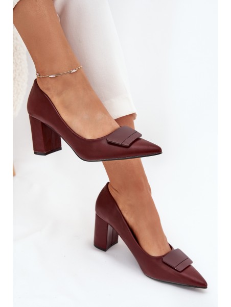 Block Heels With Decoration Burgundy Celira