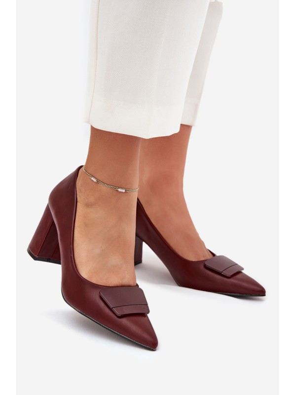 Block Heels With Decoration Burgundy Celira