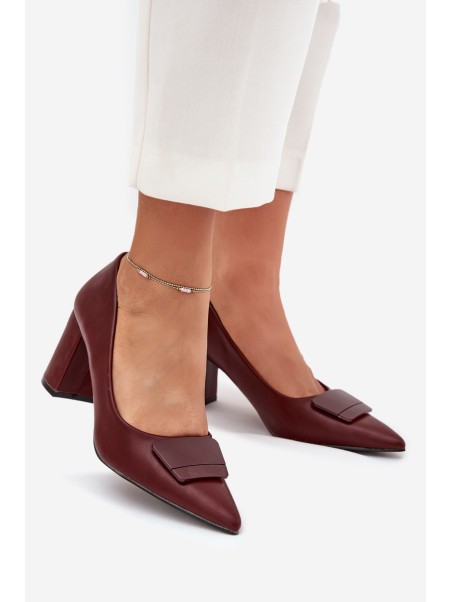 Block Heels With Decoration Burgundy Celira