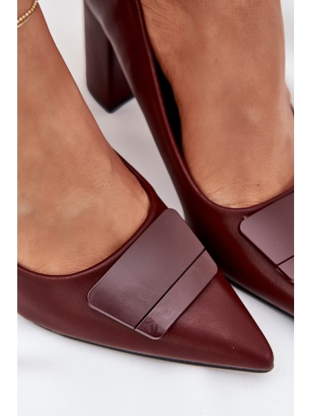 Block Heels With Decoration Burgundy Celira
