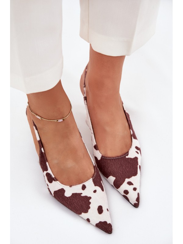 Stiletto Pumps With Open Heel In Brown-White Dots Talira