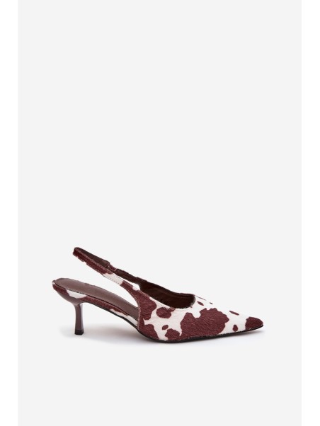 Stiletto Pumps With Open Heel In Brown-White Dots Talira