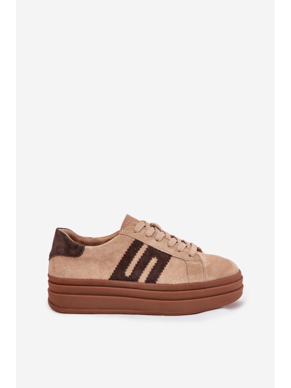 Women's Platform Sneakers Made of Natural Suede Beige Eldira