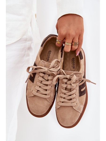 Women's Platform Sneakers Made of Natural Suede Beige Eldira
