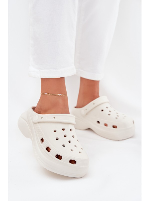 Women's Foam Platform Slippers White Elisra