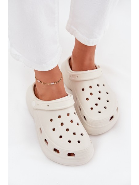 Women's Foam Platform Slippers White Elisra