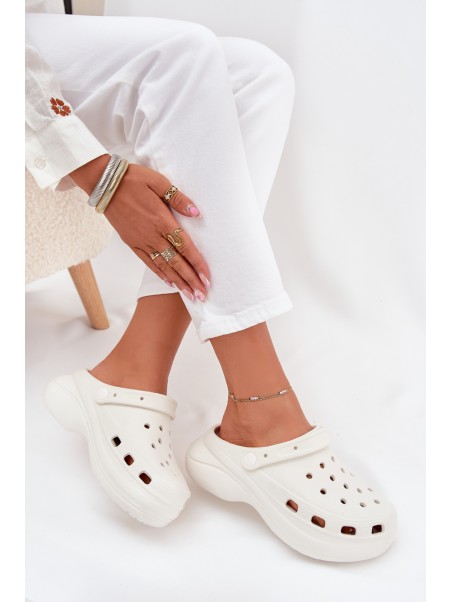Women's Foam Platform Slippers White Elisra