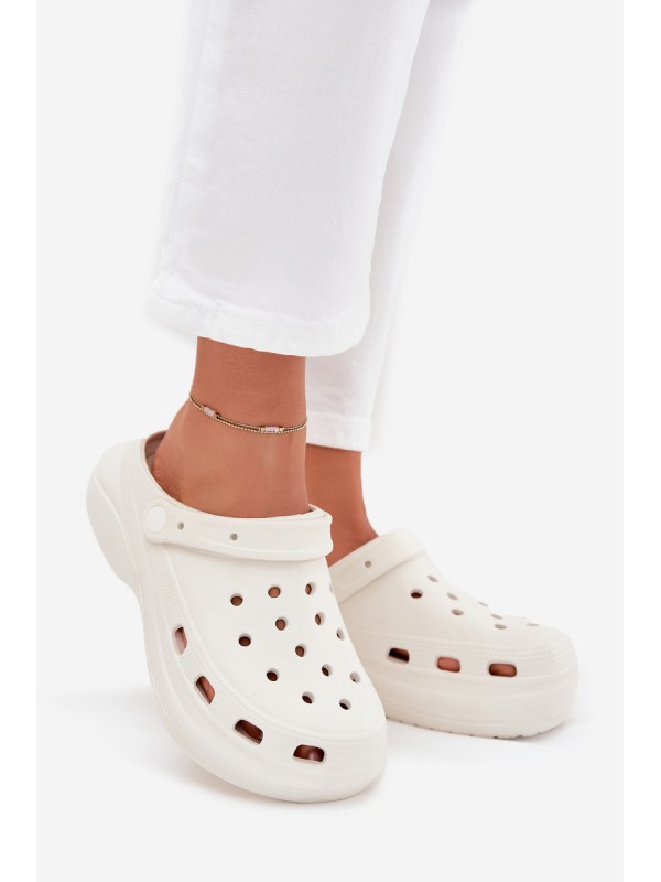 Women's Foam Platform Slippers White Elisra