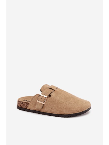 Women Clogs On Cork Platform With Golden Buckle Big Star SS274738 Beige
