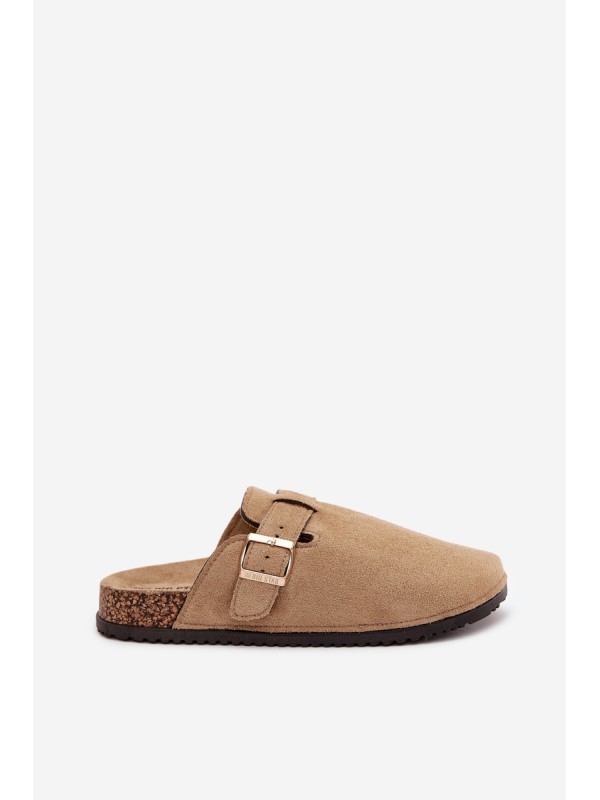 Women Clogs On Cork Platform With Golden Buckle Big Star SS274738 Beige