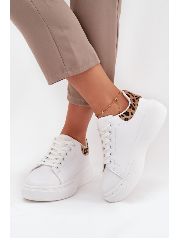 Womens Platform Sneakers Big Star SS274247 White Panther