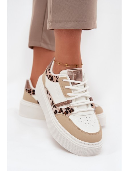 Women's Platform Sneakers Big Star SS274357 Panther White-Beige