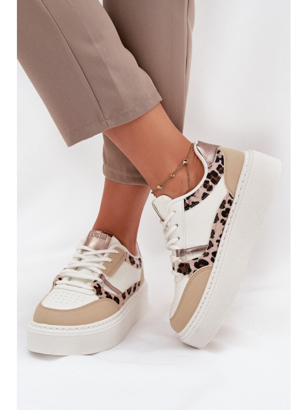 Women's Platform Sneakers Big Star SS274357 Panther White-Beige