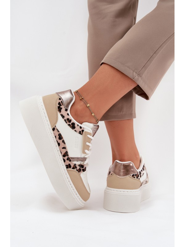 Women's Platform Sneakers Big Star SS274357 Panther White-Beige