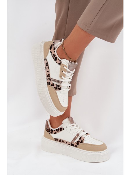 Women's Platform Sneakers Big Star SS274357 Panther White-Beige