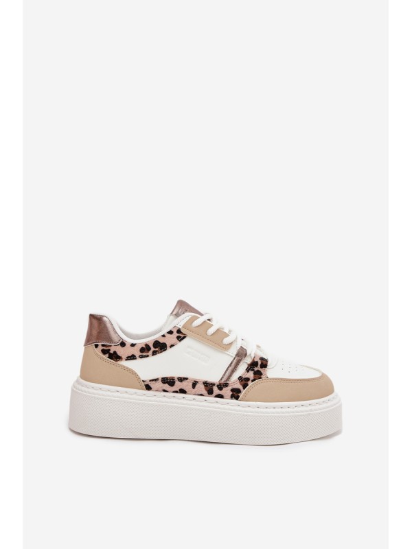 Women's Platform Sneakers Big Star SS274357 Panther White-Beige