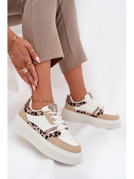 Women's Platform Sneakers Big Star SS274357 Panther White-Beige