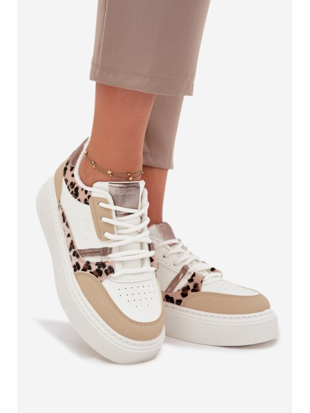Women's Platform Sneakers Big Star SS274357 Panther White-Beige