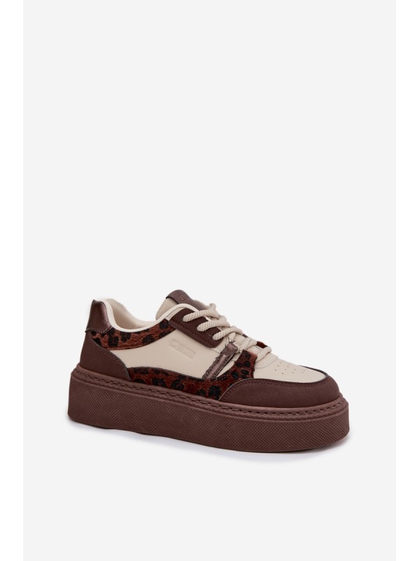 Women's Platform Sneakers Big Star SS274356 Leopard Brown-Beige