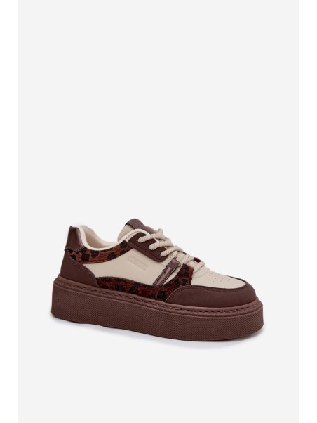 Women's Platform Sneakers Big Star SS274356 Leopard Brown-Beige
