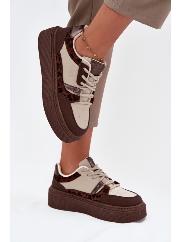 Women's Platform Sneakers Big Star SS274356 Leopard Brown-Beige