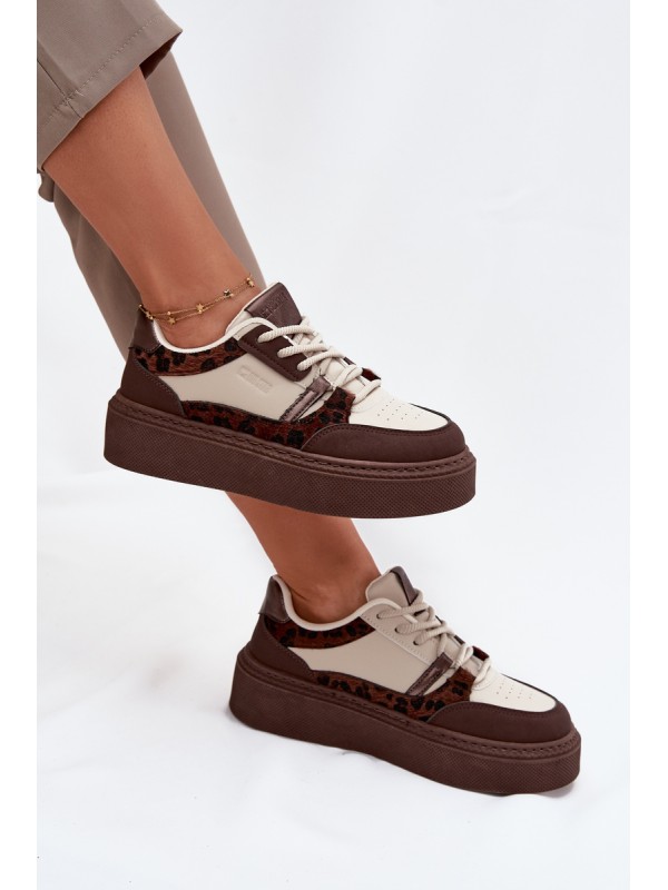 Women's Platform Sneakers Big Star SS274356 Leopard Brown-Beige