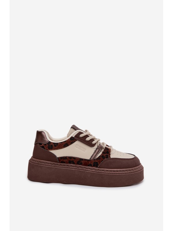 Women's Platform Sneakers Big Star SS274356 Leopard Brown-Beige