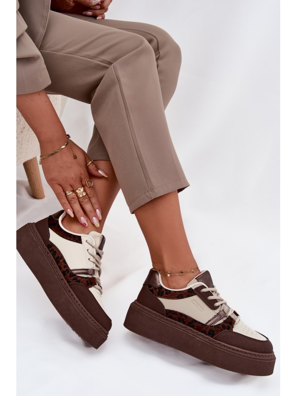 Women's Platform Sneakers Big Star SS274356 Leopard Brown-Beige