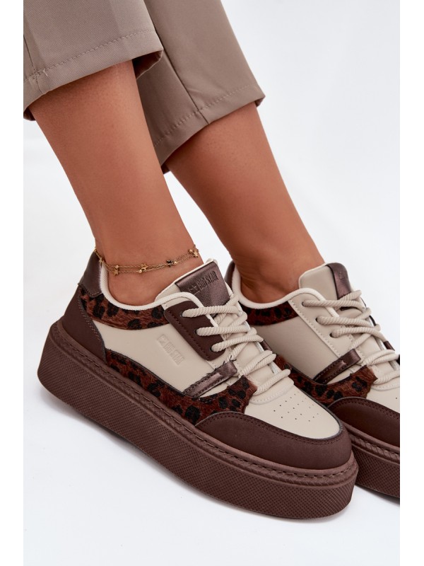 Women's Platform Sneakers Big Star SS274356 Leopard Brown-Beige