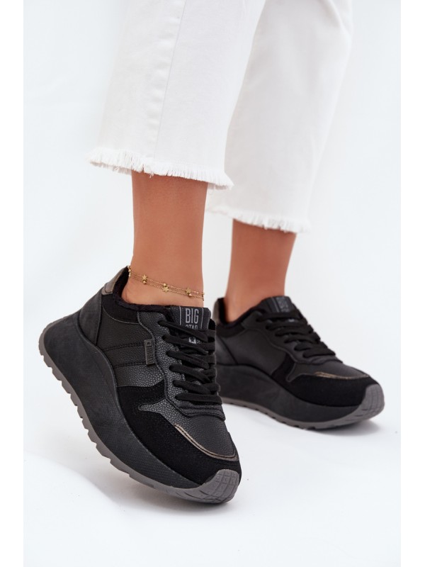 Warm Women Sneakers On Platform Big Star SS274007 HI-POLY SYSTEM Black