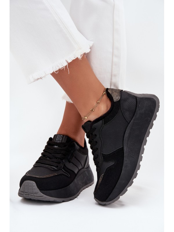 Warm Women Sneakers On Platform Big Star SS274007 HI-POLY SYSTEM Black