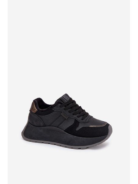 Warm Women Sneakers On Platform Big Star SS274007 HI-POLY SYSTEM Black