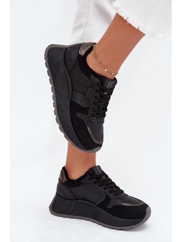 Warm Women Sneakers On Platform Big Star SS274007 HI-POLY SYSTEM Black
