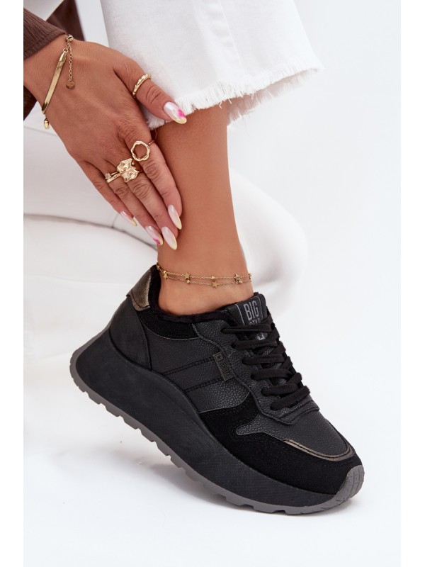 Warm Women Sneakers On Platform Big Star SS274007 HI-POLY SYSTEM Black