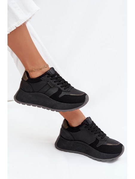 Warm Women Sneakers On Platform Big Star SS274007 HI-POLY SYSTEM Black