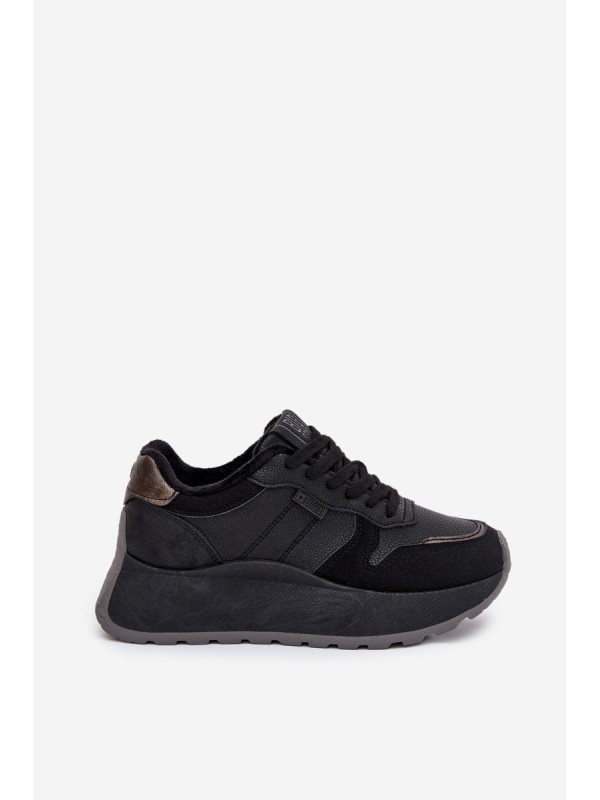Warm Women Sneakers On Platform Big Star SS274007 HI-POLY SYSTEM Black
